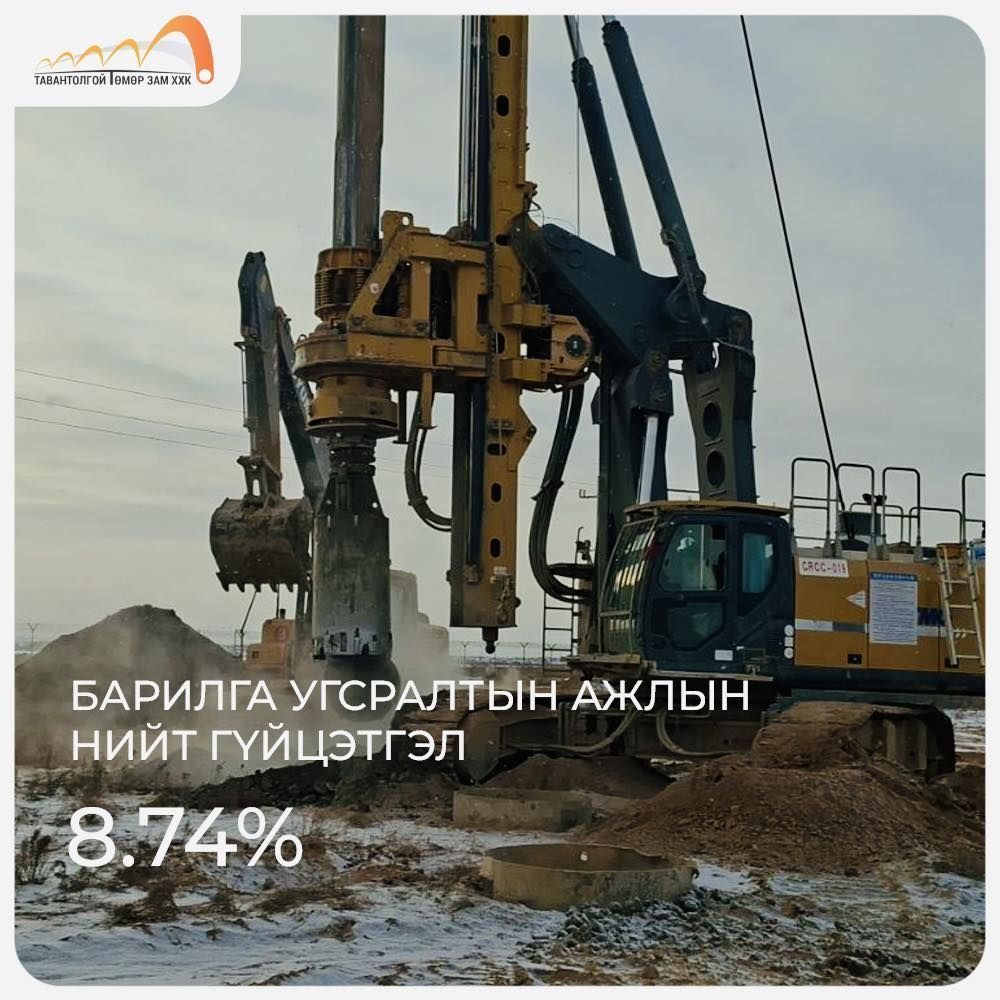 ГАШУУНСУХАЙТ-ГАНЦМОД БООМТЫН ХИЛ ДАМНАСАН ТӨМӨР ЗАМЫН ТӨСЛИЙН БАРИЛГА УГСРАЛТЫН АЖЛЫН ГҮЙЦЭТГЭЛ 8.74 ХУВЬТАЙ ХЭРЭГЖИЖ БАЙНА